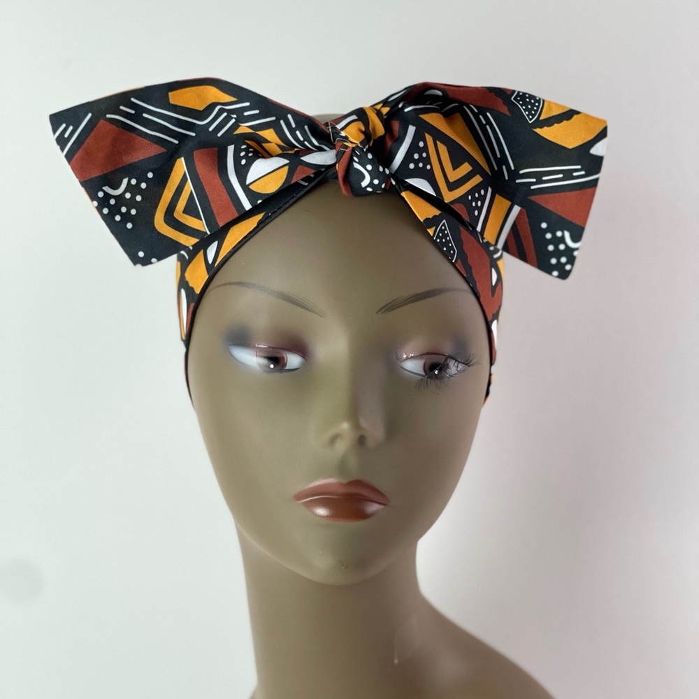 African Print Ankara Silky Satin Turban Tie